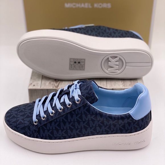 Michael Kors Poppy Lace Up Sneakers Light Blue - Picture 11 of 14